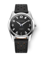 Stříbrné pánské hodinky Nivada Grenchen s koženým páskem Antarctic 35002M40 35MM