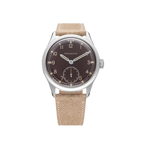 Relógio Praesidus prata para homens com pulseira de couro DD-45 Tropical 38MM Automatic