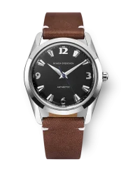 Strieborné pánske hodinky Nivada Grenchen s koženým opaskom Antarctic 35002M14 35MM