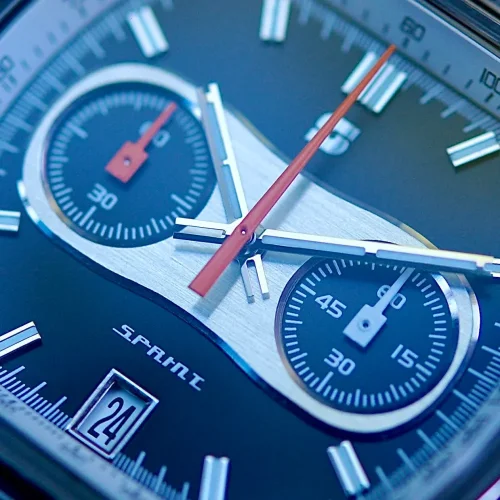 Stříbrné pánské hodinky Straton Watches s koženým páskem Cuffbuster Sprint Black 37,5MM