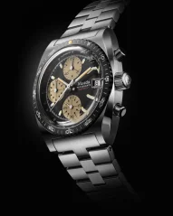 Men's silver Nivada Grenchen watch with steel strap Chronosport Mecaquartz 77001Q45 38MM