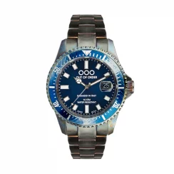 Męski srebrny zegarek Out Of Order Watches ze stalowym paskiem Blue Casanova 44MM