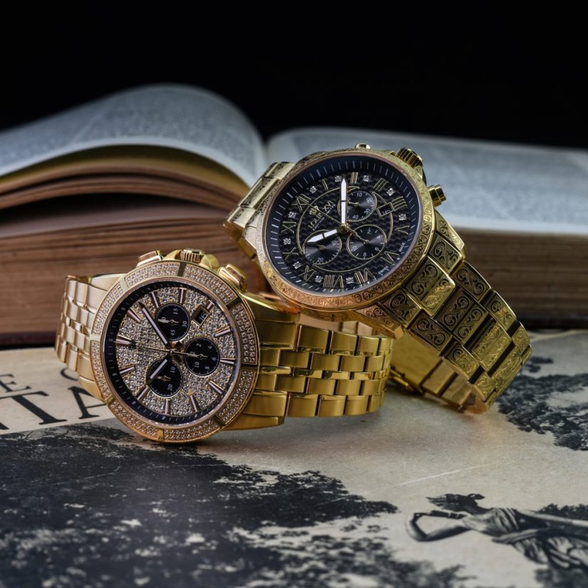 Men's gold Louis XVI watch with steel strap Palais Royale 1018 - Gold 43MM