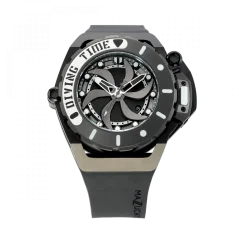 Černé pánské hodinky Mazzucato Watches s gumovým páskem RIM Scuba Black - 48MM Automatic