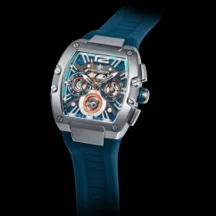 Men's silver Ralph Christian watch with a rubber band The Intrepid Sport - Blue Horizon 42,5MM