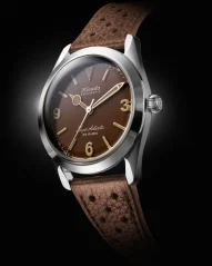 Men's silver Nivada Grenchen watch with rubber strap Super Antarctic 3.6.9 Tropical 32031A01 38MM Automatic