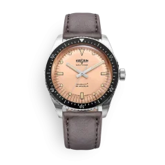 Montre Vulcain pour homme de couleur argent avec bracelet en cuir Skindiver Nautique - Brown - GREY 44,5MM Automatic