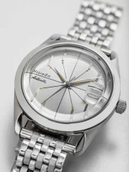 Reloj Nivada Grenchen plata de caballero con correa de acero Antarctic Spider 32023A04 38MM Automatic