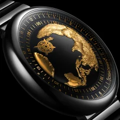 Schwarze Herrenuhr CIGA Design mit Stahlband U Blue Planet - Gilding Version 46MM Automatic