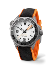 Relógio Undone Watches prata para homens com pulseira de borracha AquaLume Black / Orange 43MM Automatic