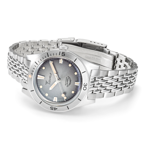 Męski srebrny zegarek Squale ze stalowym paskiem Super-Squale Sunray Grey Bracelet - Silver 38MM Automatic