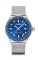 Zilverkleurig herenhorloge van Delma Watches met stalen riem band Cayman Worldtimer Silver / Blue 42MM Automatic