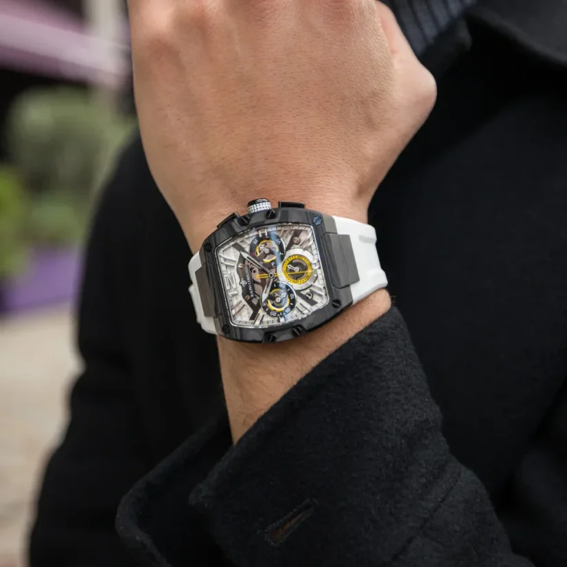 Men's black Ralph Christian watch with a rubber band The Intrepid Sport Carbon Fiber - Polar Sun 42,5MM