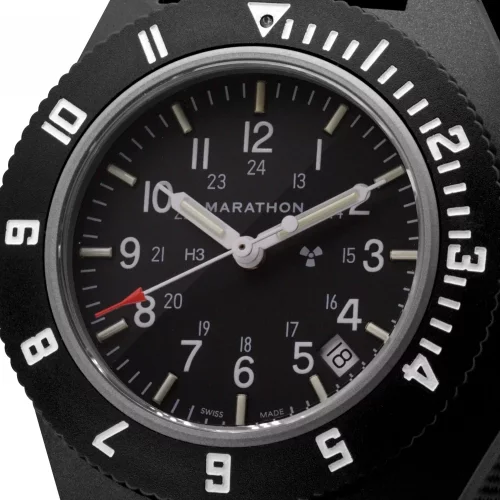 Czarny zegarek Marathon Watches z nylonowym paskiem Black Pilot's Navigator with Date 41MM
