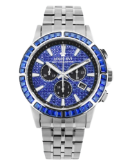 Men's silver Louis XVI watch with steel strap Majesté Iced Out Baguette 1133 - Silver 43MM