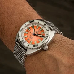 Zilverkleurig herenhorloge van Oceancrawler Watches met stalen band Core Diver - Refractor 44MM