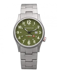 Montre Momentum Watches pour homme de couleur argent avec bracelet en acier Wayfinder GMT Green 40MM