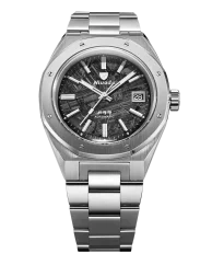 Men's silver Nivada Grenchen watch with steel strap F77 STAINLESS STEEL METEORITE 69041A77C With Date 41MM Automatic
