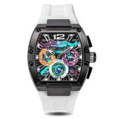 Černé pánské hodinky Ralph Christian s gumovým páskem The Intrepid Sport - Aurora Burst 42,5MM