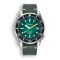 Stříbrné pánské hodinky Squale s koženým páskem 1521 Green Ray  - Silver 42MM Automatic