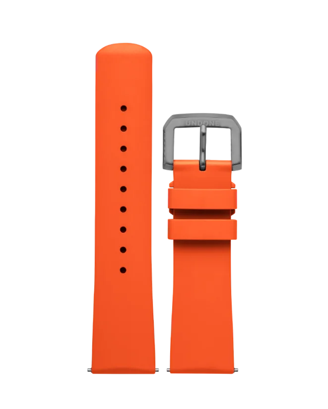 Herrenuhr aus Silber Undone Watches mit Gummiband Aquadeep - Signal Orange 43MM Automatic