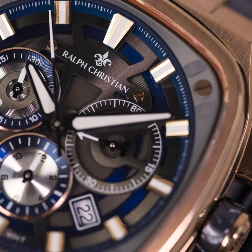 Men's gold Ralph Christian watch with a rubber band The Legacy Chrono - Graphite Eclipse 42,5MM