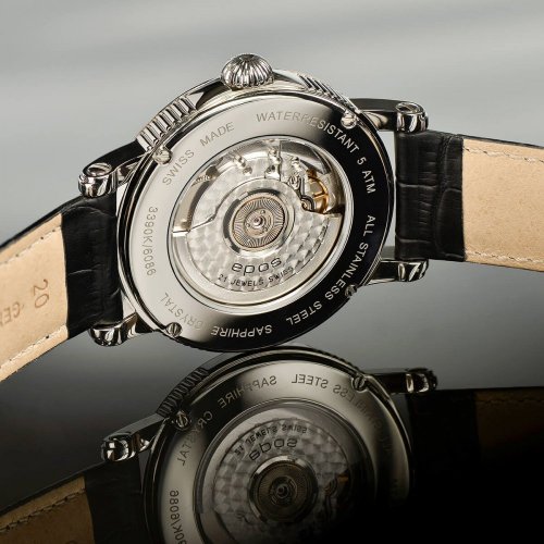 Relógio masculino Epos na cor prata com pulseira de couro Emotion 24H 3390.302.20.38.25 41MM Automatic