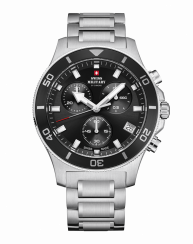 Stříbrné pánské hodinky Swiss Military Hanowa s ocelovým páskem Sports Chronograph SM34067.10 42,5MM