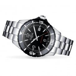 Men's silver Davosa watch with steel strap Nautic Star - Silver/White 43,5MM