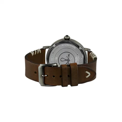 Men's silver Out Of Order Watch with sleather teel strap Firefly 41 Marrone Scuro 41MM