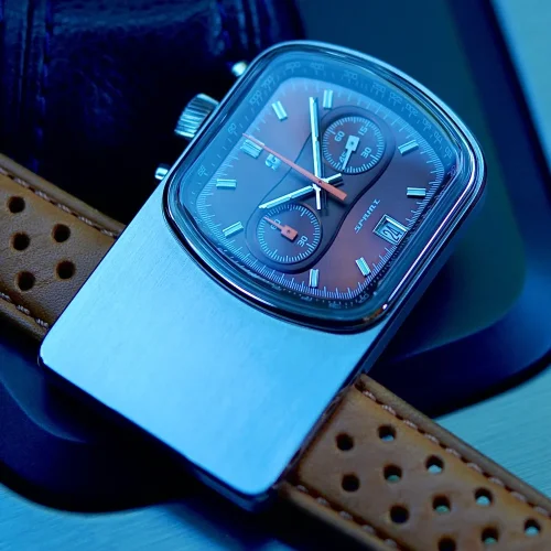 Reloj Straton Watches Plata para hombres con cinturón de cuero Cuffbuster Sprint Brown 37,5MM