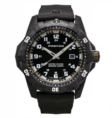 Reloj ProTek Watches negro de hombre con banda de goma Official USMC Series 1016 42MM