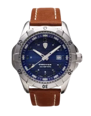Strieborné pánske hodinky ProTek Watches s koženým pásikom Dive Series 2003 42MM