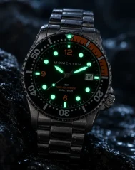 Men's silver Momentum Watch with steel strap M20 DSS Diver Stainless Steel - Black & Orange 42MM