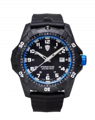 Zwart herenhorloge van ProTek Watches met een rubberen band Dive Series 1003 42MM