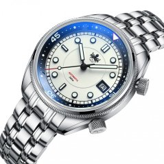 Men's silver Phoibos watch with steel strap Eage Ray 200M - Pastel White Automatic 41MM