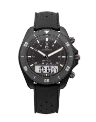 Černé pánské hodinky Momentum s gumovým páskem UDT Black-Ion - Black Tropic Rubber 42MM