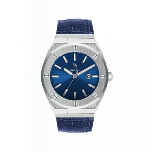 Ανδρικό ασημένιο ρολόι Paul Rich με γνήσιο δερμάτινο λουράκι Deep Dive - Leather 45MM