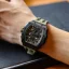 Μαύρο ανδρικό ρολόι Tsar Bomba Watch με ατσάλινο λουράκι TB8204Q - Black / Green 43,5MM