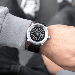 Ασημένια ανδρικά ρολόγια Zinvo με λουράκι από γνήσιο δέρμα Blade - Silver 44MM