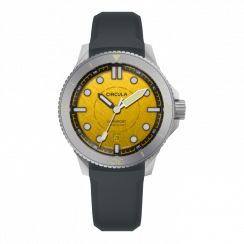 Strieborné pánske hodinky Circula Watches s gumovým pásikom DiveSport Titan - Madame Jeanette / Hardened Titanium 42MM Automatic