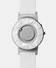 Herrenuhr aus Silber Eone mit Ledergürtel Bradley Element White - Silver 40MM