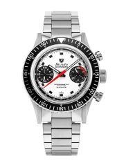 Men's silver Nivada Grenchen watch with steel strap Closed Caseback Chronomaster Paul Newman Inter.Bezel 86054M20LC 38MM