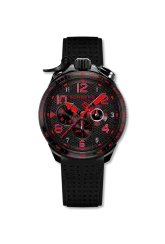 Czarny męski zegarek Bomberg Watches z gumowym paskiem Racing KYALAMI 45MM