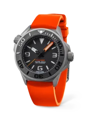 Relógio Undone Watches prata para homens com pulseira de borracha Aquadeep - Signal Orange 43MM Automatic