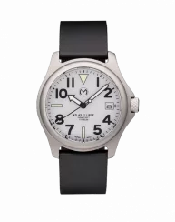 Zilverkleurig herenhorloge van Momentum Watches met een rubberen band Atlas Eclipse Solar White Goma Rubber 38MM