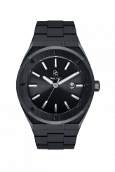 Černé pánské hodinky Paul Rich s ocelovým páskem Conquest 45MM
