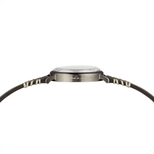 Orologio da uomo Out Of Order Watches in colore argento con cinturino in pelle Firefly 41 Marrone Scuro 41MM