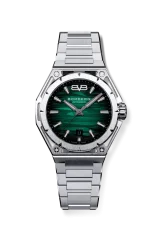 Men's silver Bomberg Watch with steel strap EDGE GREEN 43MM Automatic