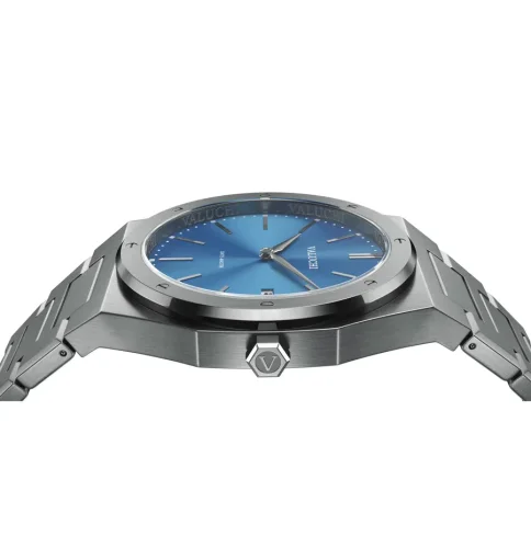 Muški srebrni sat Valuchi Watches s čeličnim remenom Date Master - Silver Blue 40MM